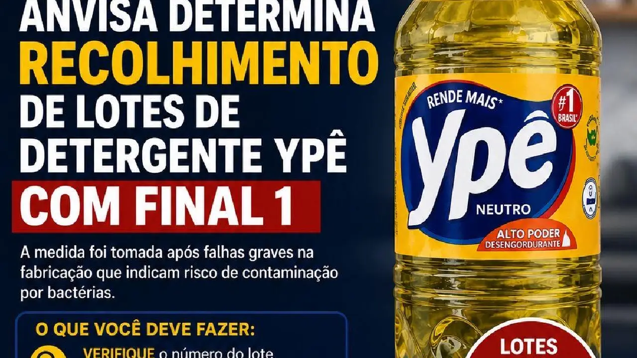 Alerta ao consumidor: Anvisa determina recolhimento de lotes de detergente Ypê com final 1