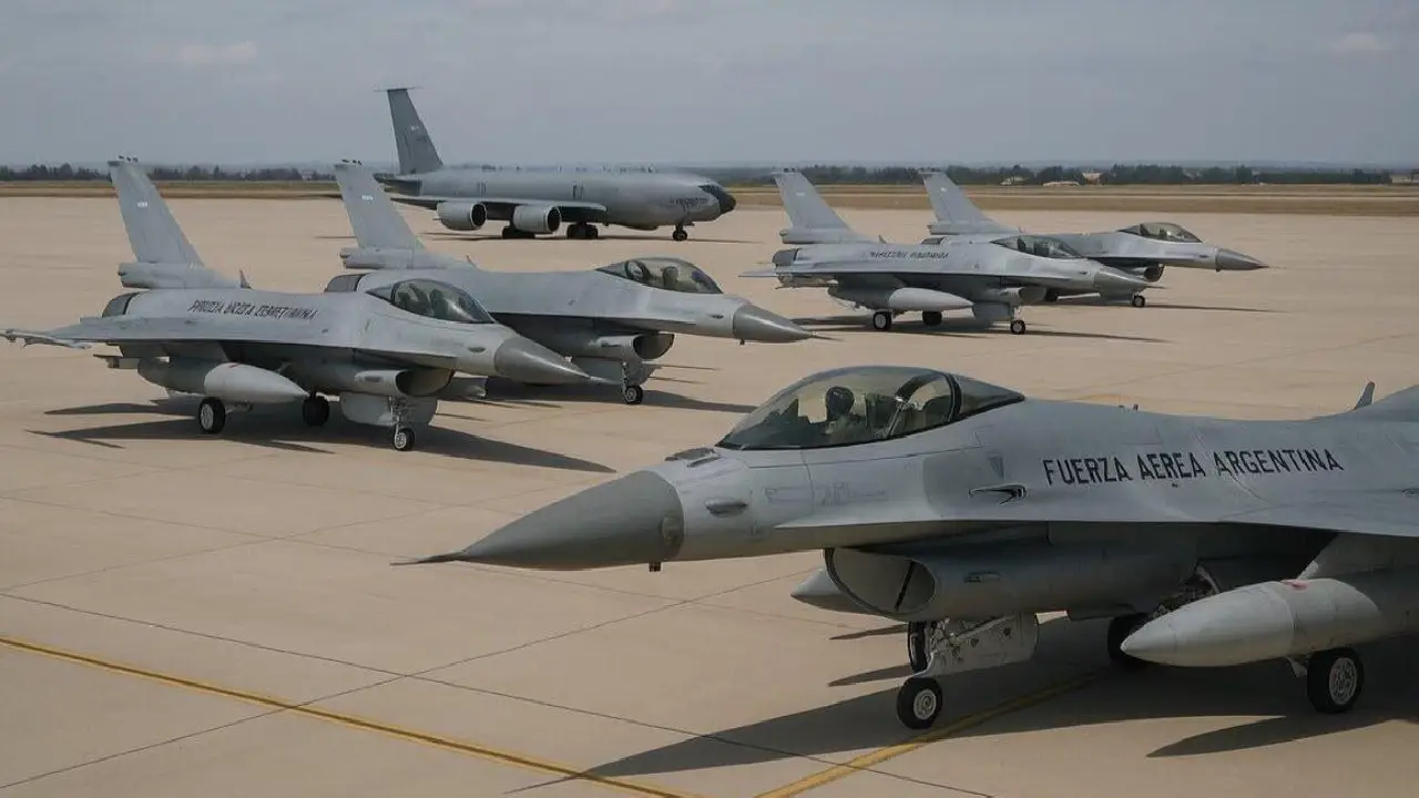Seis caças F-16 da Força Aérea Argentina foram acompanhados por aviões-tanque KC-135R da Força Aérea dos Estados Unidos durante o deslocamento pelo espaço aéreo brasileiro.