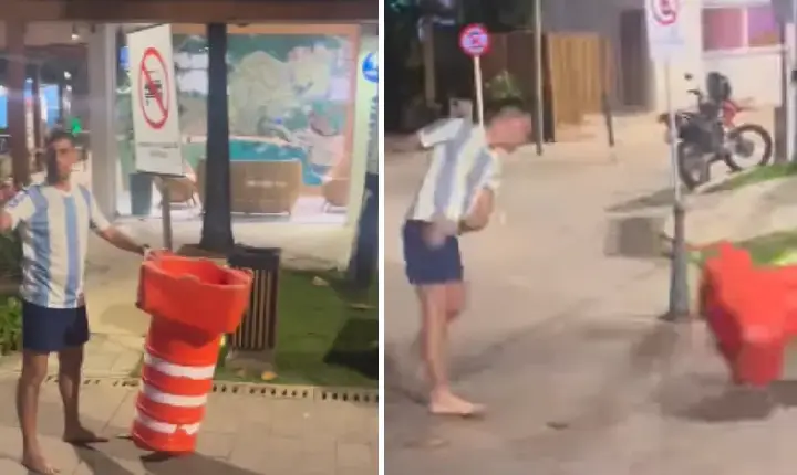 Torcedor argentino se revolta após derrota na final da Copa e protagoniza cena inusitada em Praia do Forte
