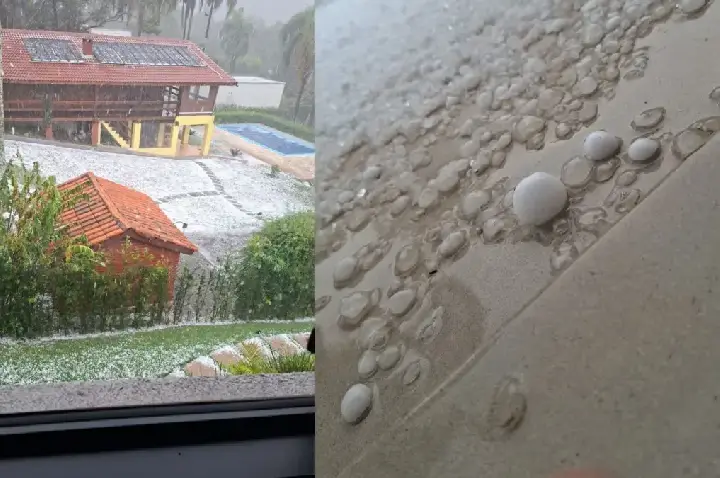 Vídeo: Chuva com granizo é registrada e assusta moradores no interior de SP
