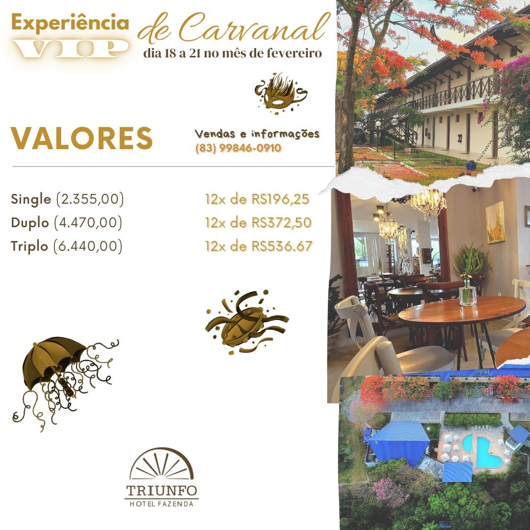 Hotel Triunfo promove Experiência VIP de Carnaval em Areia-PB com programação exclusiva