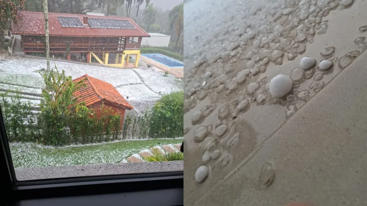 Vídeo: Chuva com granizo é registrada e assusta moradores no interior de SP