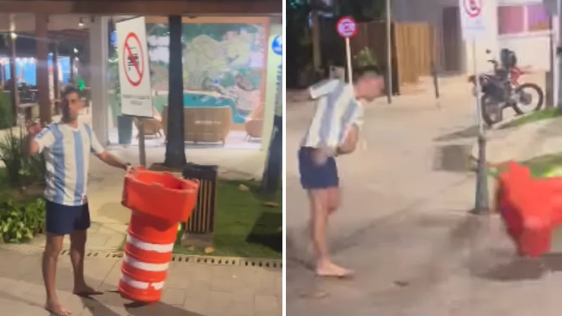 Torcedor argentino se revolta após derrota na final da Copa e protagoniza cena inusitada em Praia do Forte
